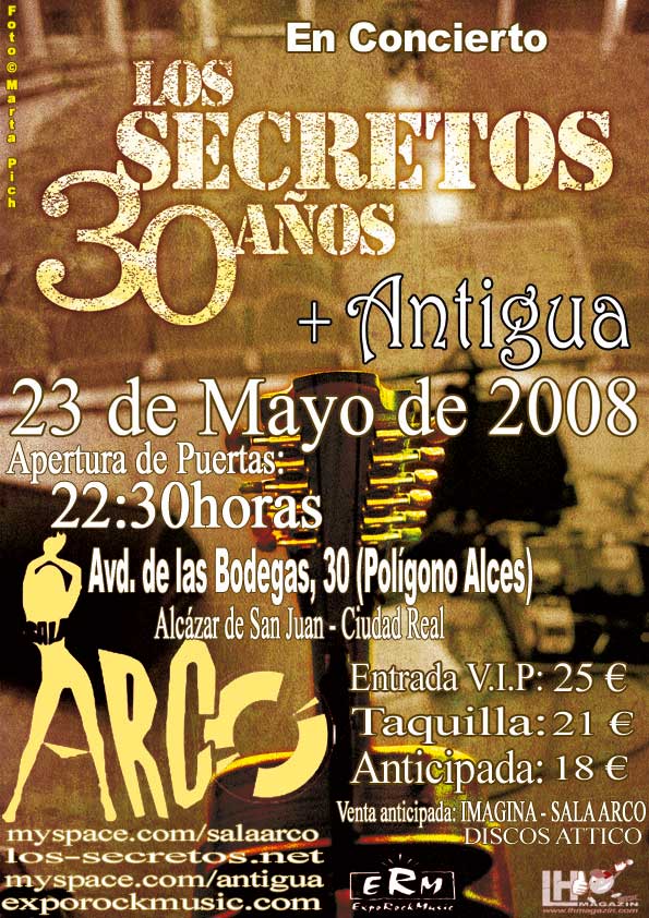 cartel concierto los secretos - sala arco 